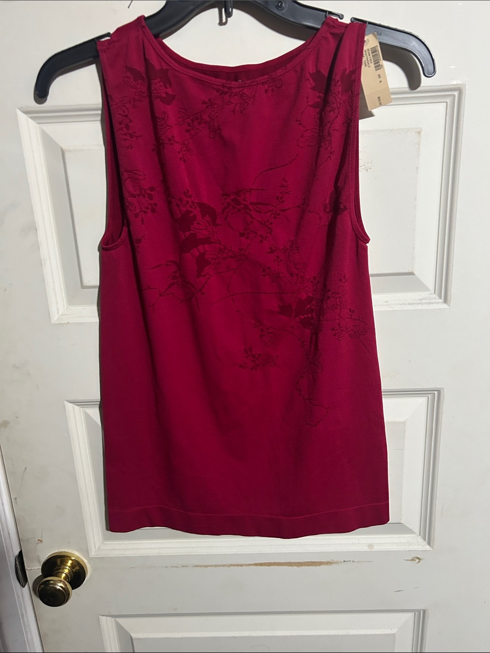 Soma Sleeveless OLIWTB Floral-Detail Tank Top - Berry Red